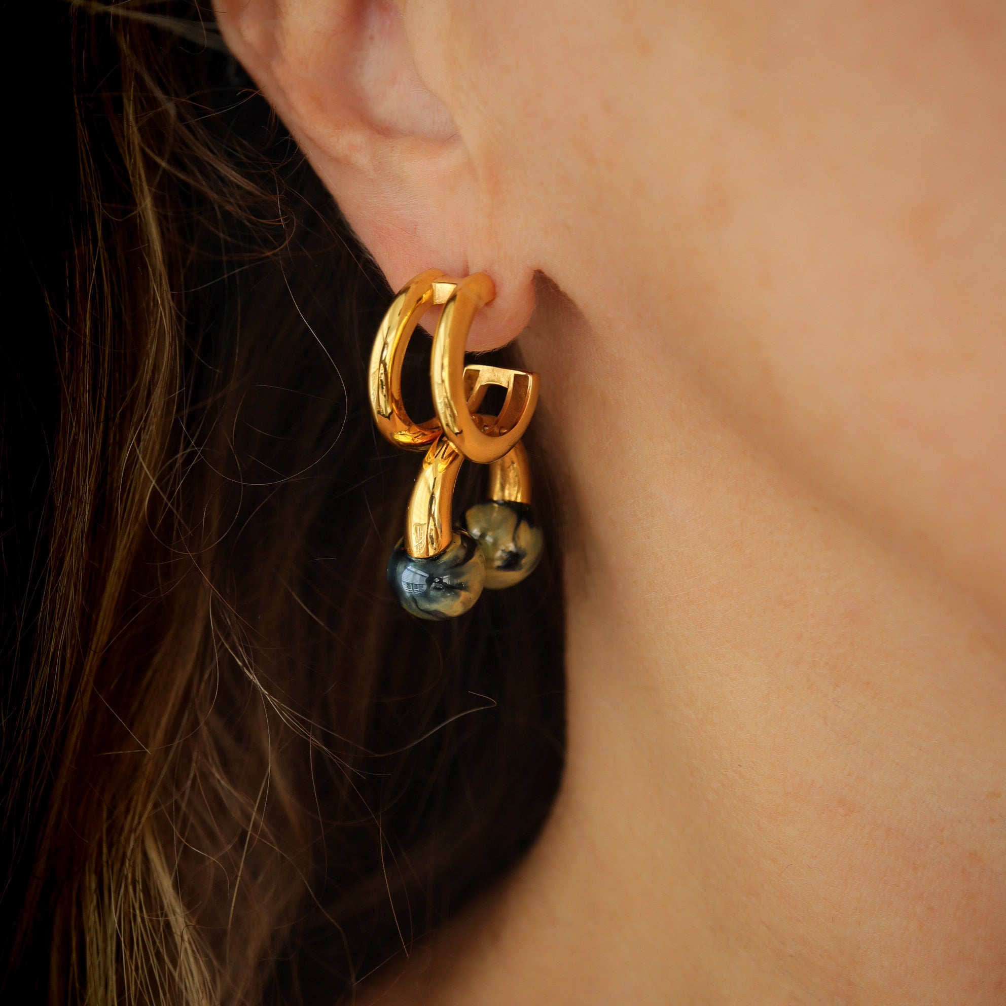 Double Layer Hoop Earrings, Ocean