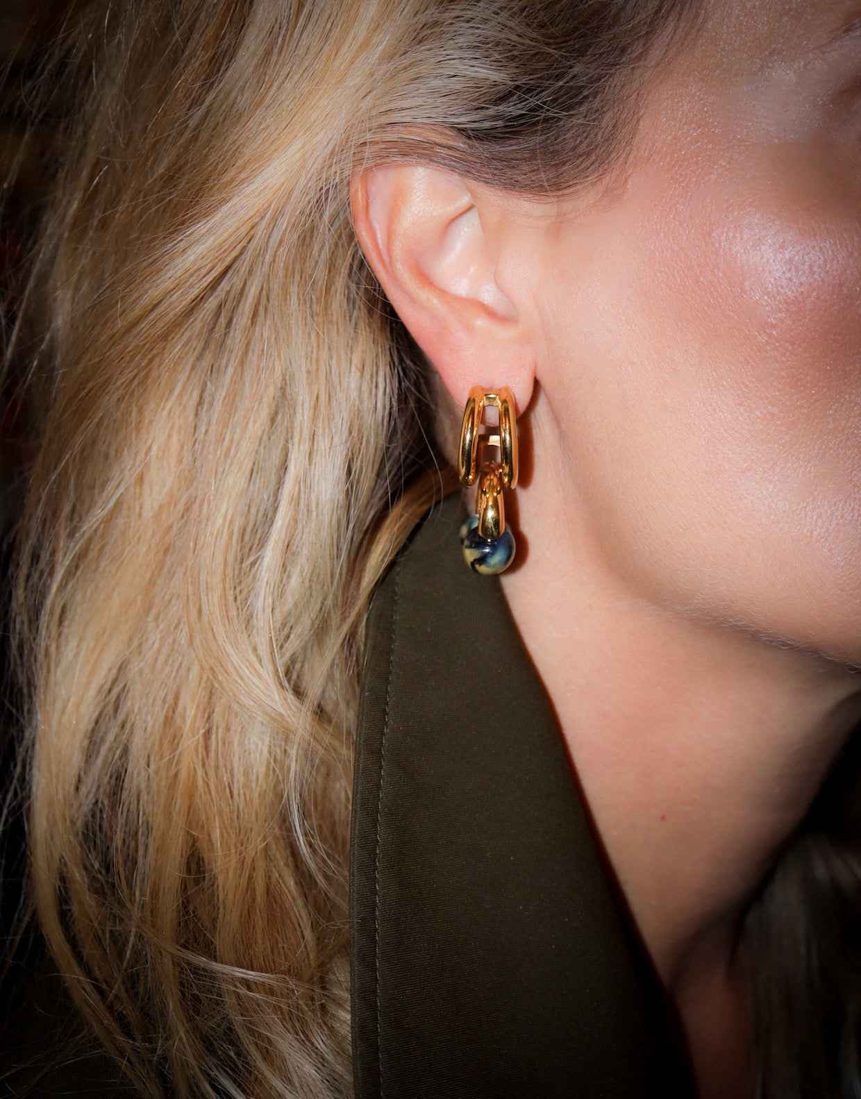 Double Layer Hoop Earrings, Ocean