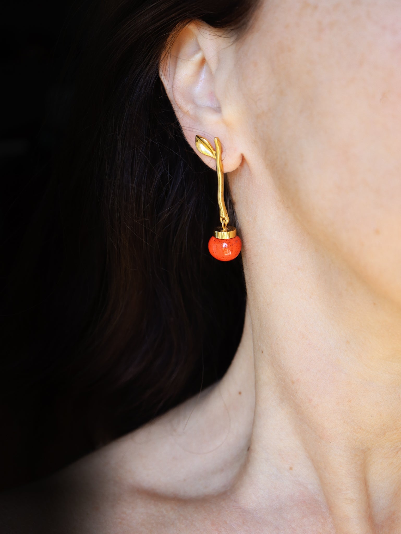 Mismatch Bloom Earrings, Coral